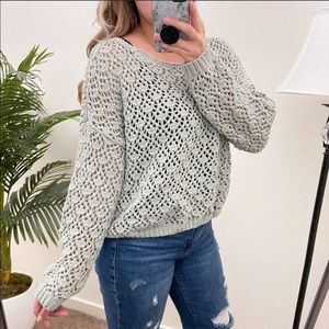Moon & Madison Sage Green Open Knit Sweater NWT!